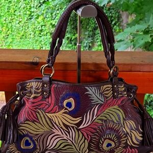 Isabella Fiore Peacock Dark Brown Leather Bag